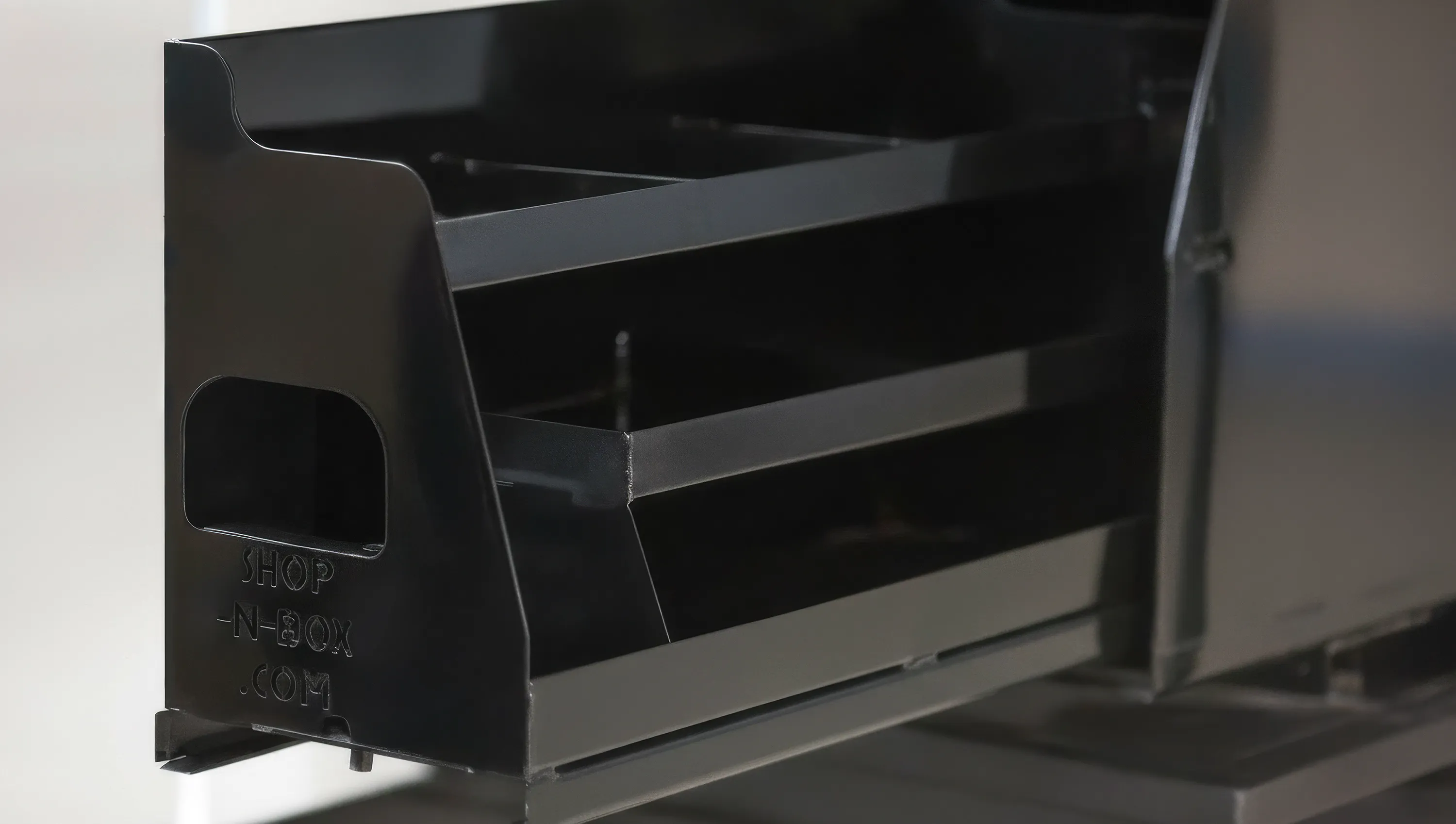 Shop-N-Box™ patented roller system on 10-gauge steel roll-out truck bed toolbox floor