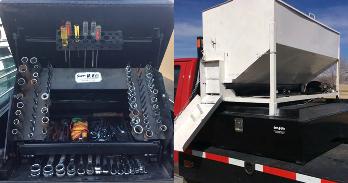 JP Elite Super 40 fold open truck toolbox for farm and ranch tool organization