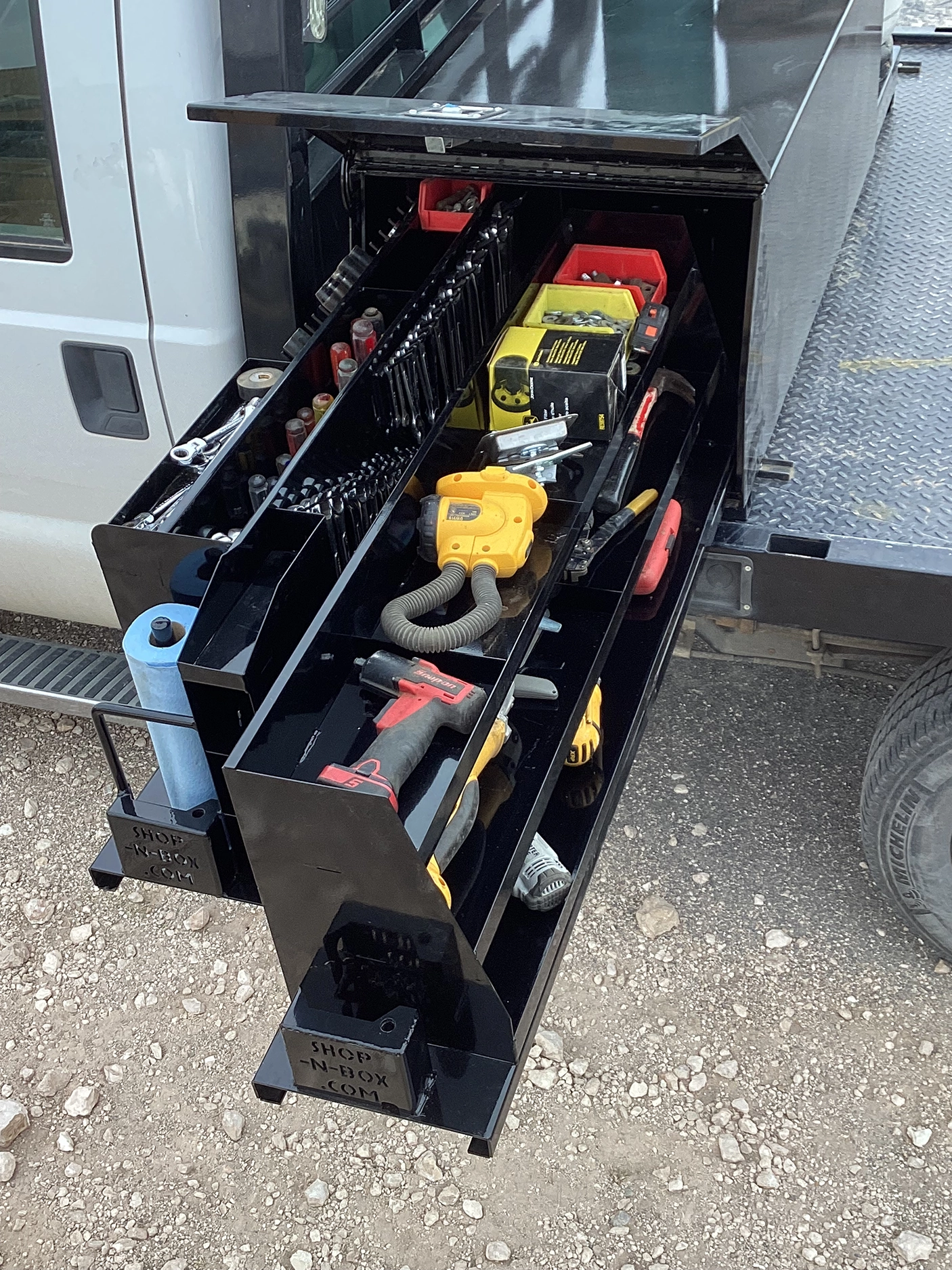 2 - 65 Toolbox parts, supplies, and tools organized