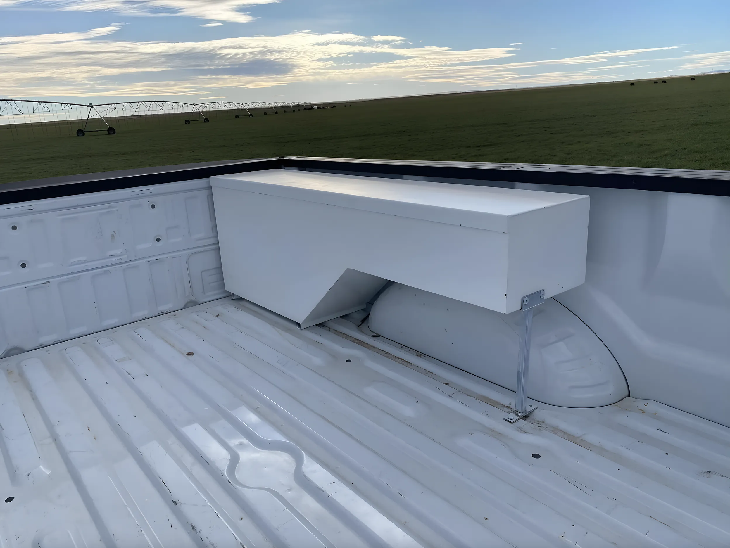 Fleetside box over wheel well low profile truck bed toolbox