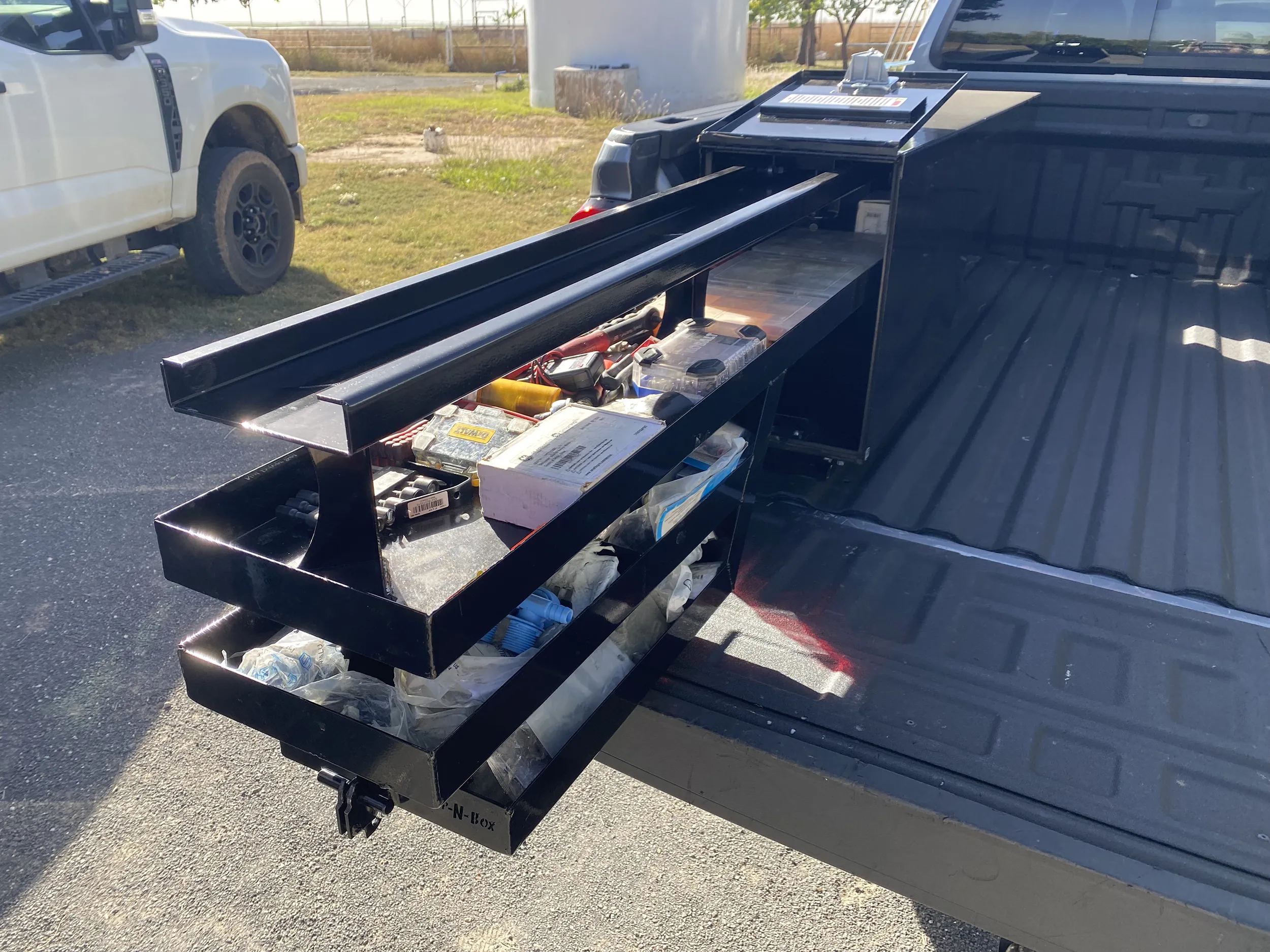 Fleetside storage insert three tier shelf slide out