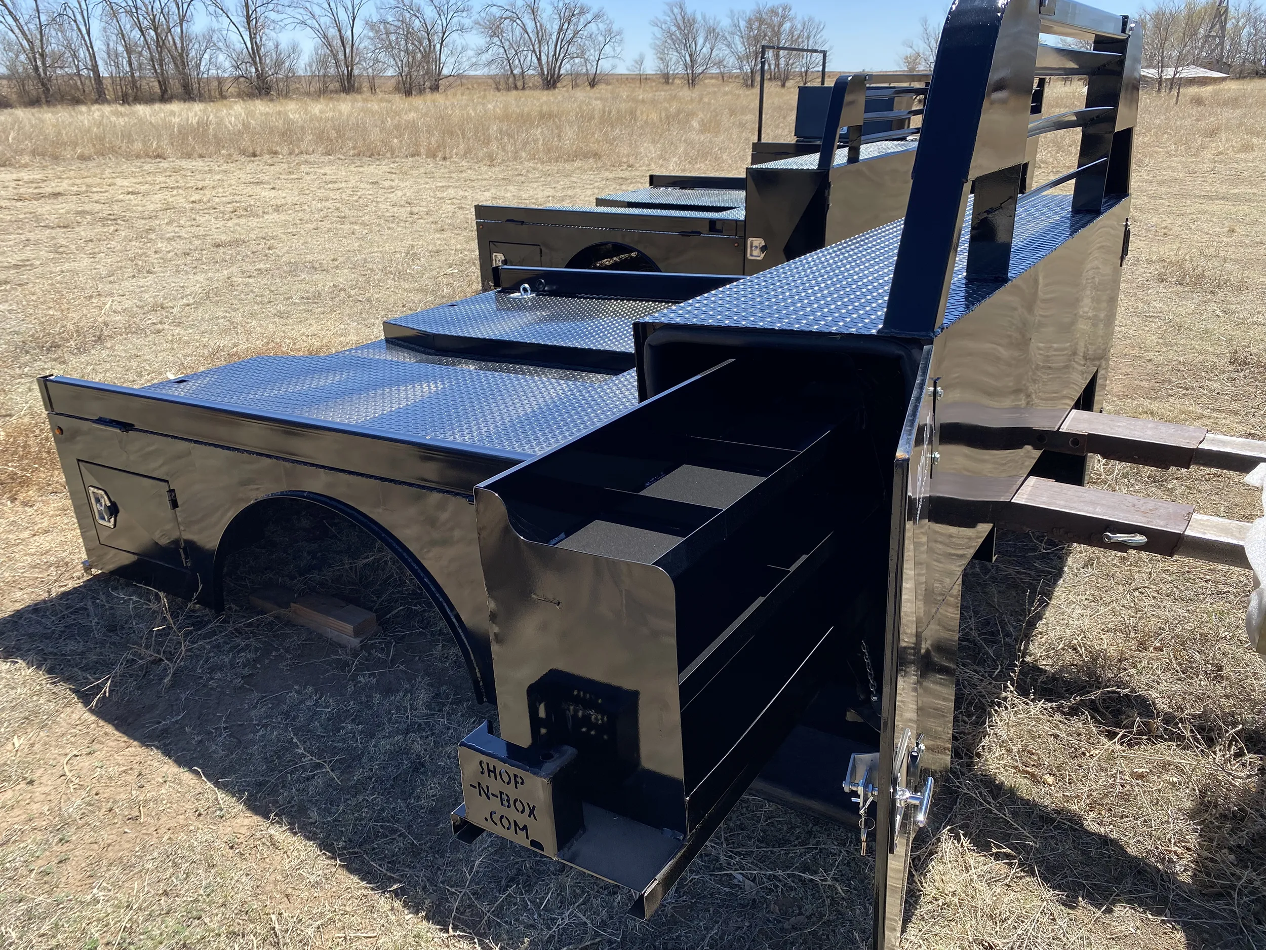 Shop-N-Box gooseneck trough flatbed roll-out drawer open