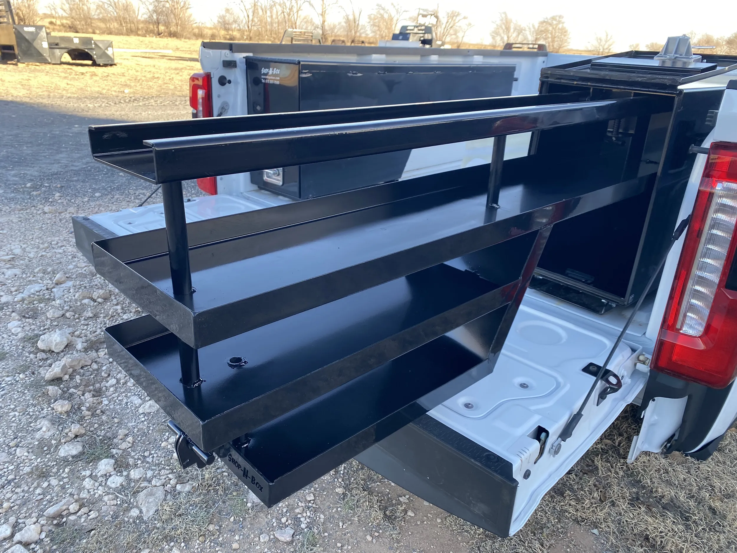 Three tier toolbox insert storage shelf modular rollout system